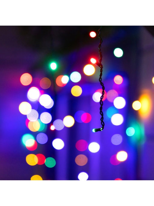Гирлянда «Бахрома» 25 × 0.7 м, IP44, УМС, тёмная нить, 450 LED, свечение мульти, 220 В