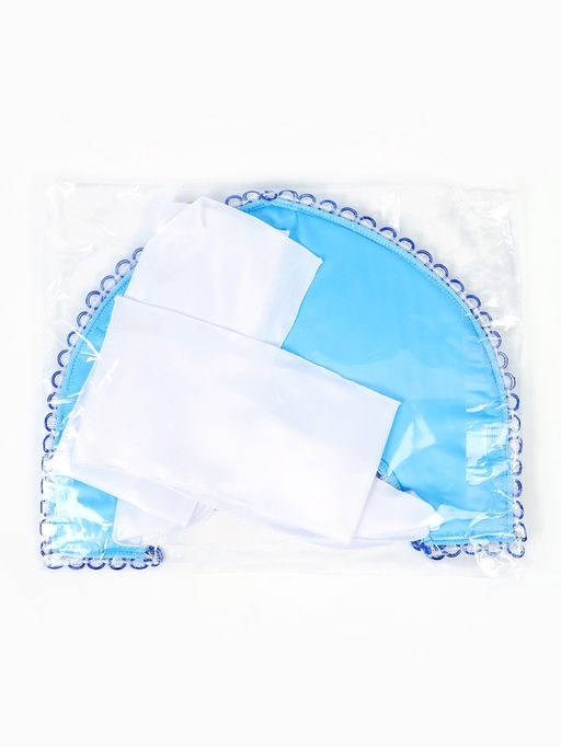 Кокошник карнавальный голубой с бусинами