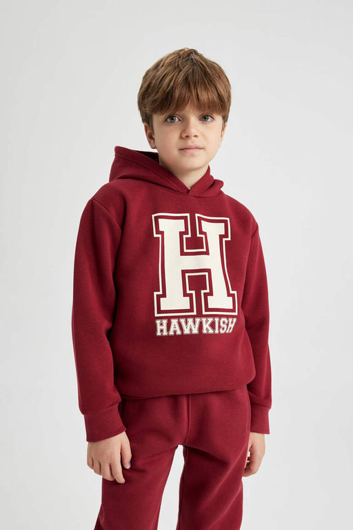 Толстая толстовка с капюшоном и принтом для мальчиков - Defacto фото 3