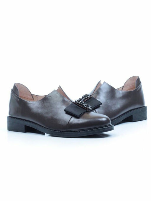 03-DA75-4 DARK GRAY Лоферы женские (натуральная кожа)