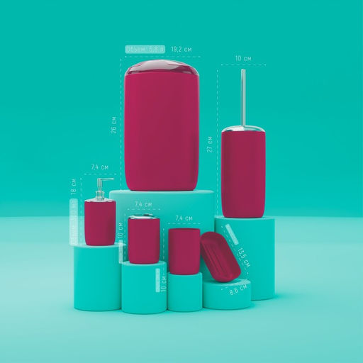 Набор аксессуаров для ванной комнаты Тринити, 6 предметов (мыльница, дозатор для мыла, два стакана, ёрш, ведро), цвет розовый - Simaland фото 2