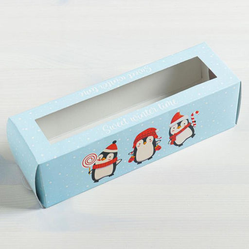 Цена за 5 шт. Коробка складная новогодняя «Снежная команда» 18×5.5×5.5 см