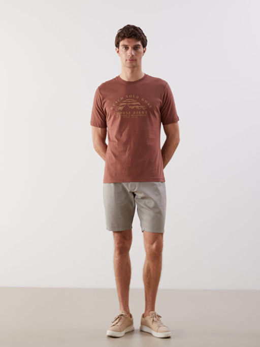 Bisiklet Yaka Bask?l? Erkek Ti??rt