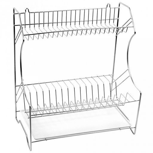 Сушилка для посуды универсальная, 2-х ярусная 40х24х40см, проволочная, оцинкованная, пластмассовый поддон (Россия)