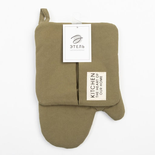Кухонный набор Этель Kitchen: варежка-прихватка 18×29 см, прихватка 19×19 см, зелёный