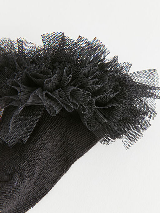 T?l Detayl? K?z Bebek Patik ?orap 2li