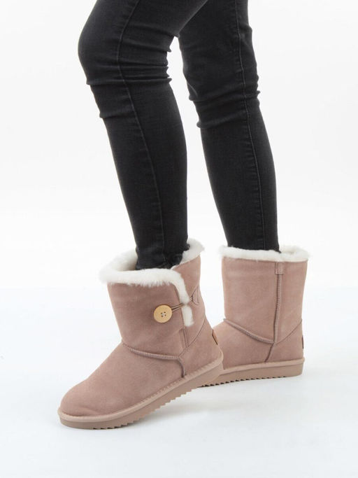 04-PAYH02-02Z BEIGE Угги женские (натуральная замша, 100% шерсть, натуральный мех)