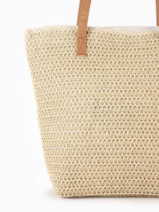 Сумка пляжная на молнии, на подкладке, бежевая - Simaland фото 2