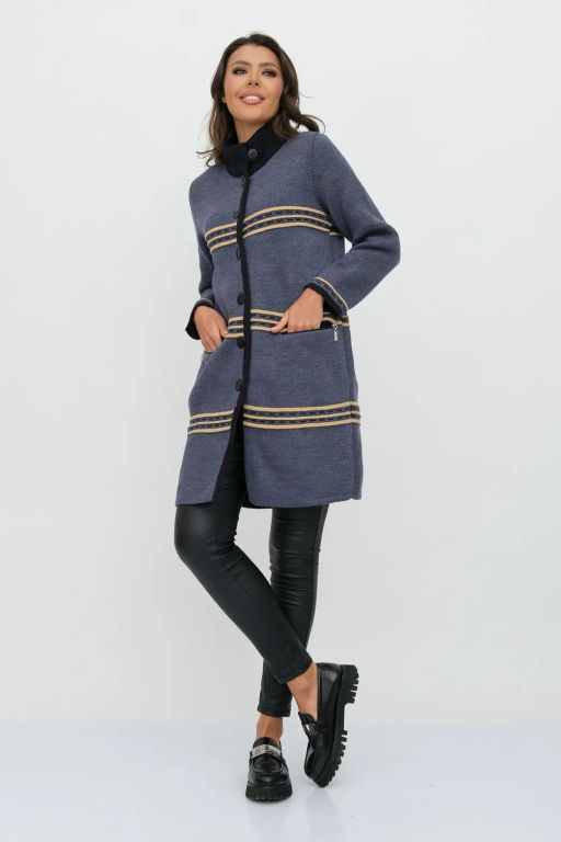 ЗЛАТА Кардиган В 1617/джинсовый микс