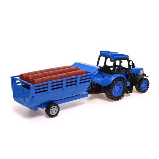 Трактор радиоуправляемый Фермер, с прицепом, работает от аккумулятора, цвет синий - Автоград фото 3