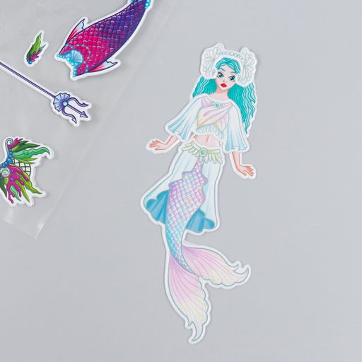 Цена за 2 шт. Наклейка пластик Одень куклу. Русалка 15х20 см - Simaland фото 3