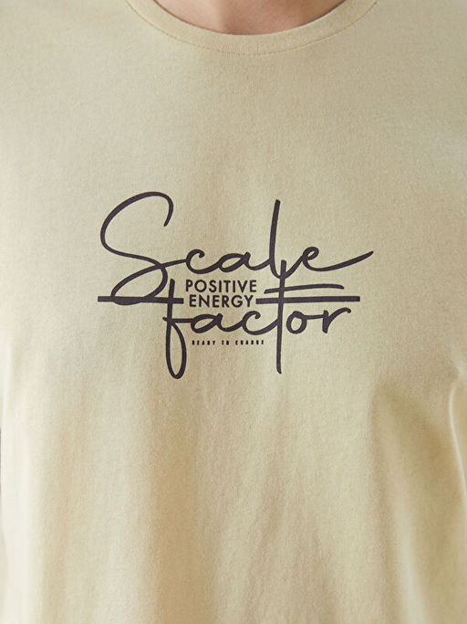 Bisiklet Yaka Bask?l? Penye Erkek Ti??rt