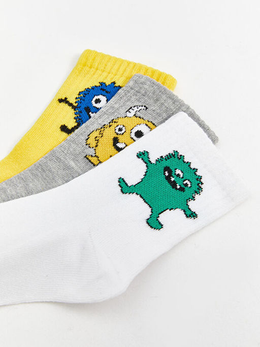 Desenli Erkek ?ocuk Soket ?orap 3l? - Waikiki фото 3