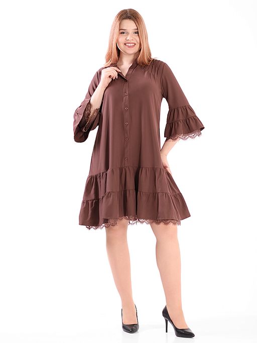Шоколадное платье большого размера - Almond фото 2