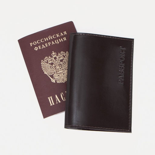 Обложка для паспорта, тиснение, гладкая, коричневая