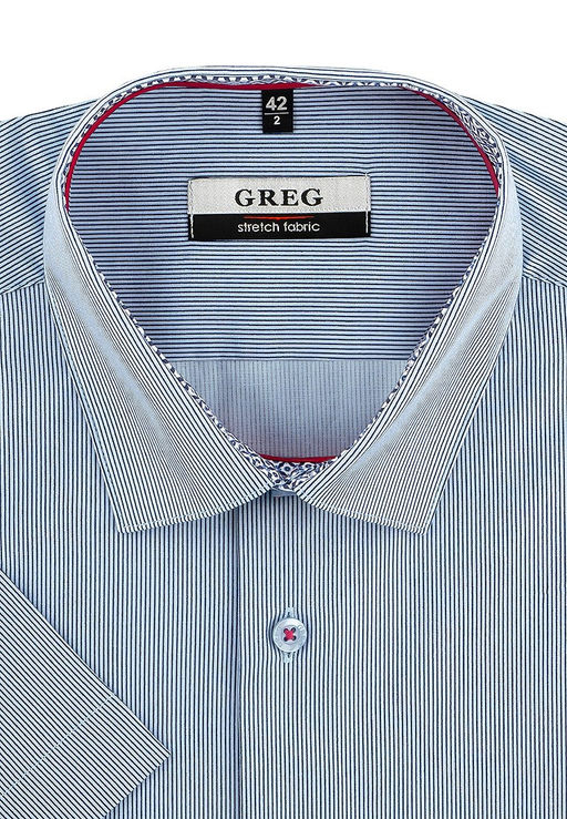 Сорочка мужская короткий рукав GREG 221/207/10130/ZS/1p STRETCH