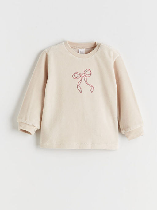 Bask?l? K?z Bebek Sweatshirt ve Pantolon 2li