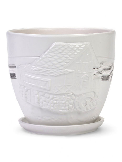 Горшок цветочный с поддоном 2,5 л, d18/h16 см белый керамика, "Голландия" (М)