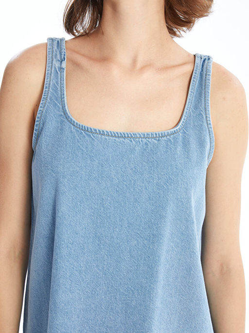 Kad?n U Yaka D?z Jean Elbise