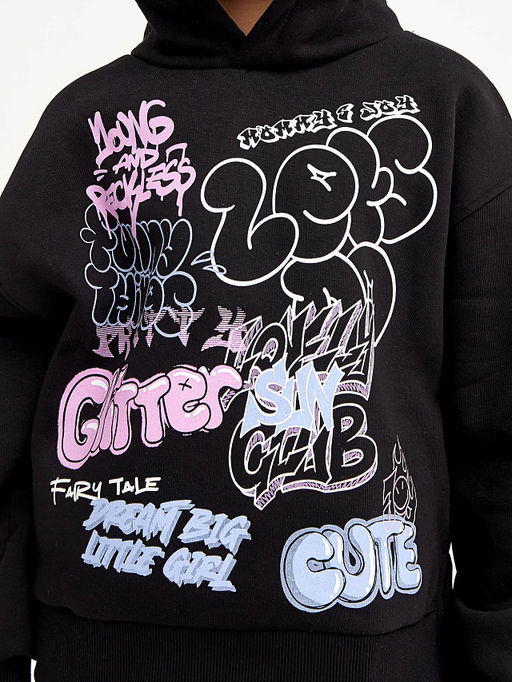 Худи для девочек черное с печатью - Mark formelle фото 4
