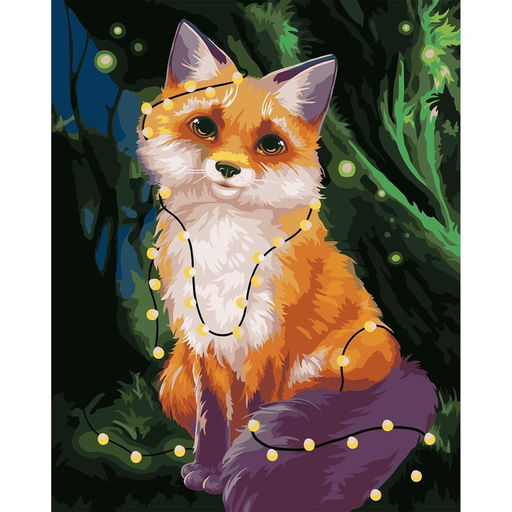 Картина по номерам на холсте с подрамником Лиса в гирлянде 40 50 см - Школа талантов фото 2