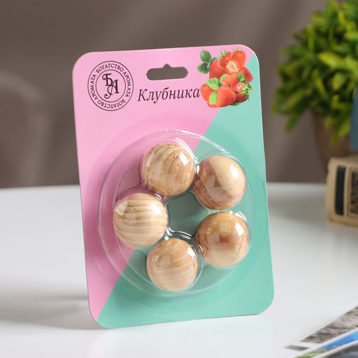 Набор деревянных аромашариков Клубника, 5 шт, Богатство Аромата  фото 2