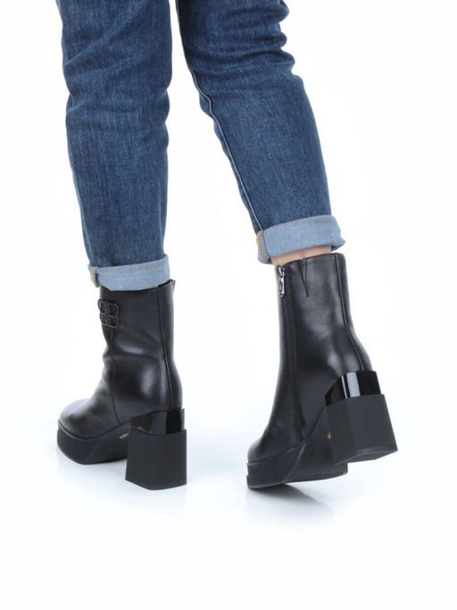 04-M3-H271 BLACK Ботильоны зимние женские (натуральная кожа, натуральный мех) - Фабричный китай фото 3