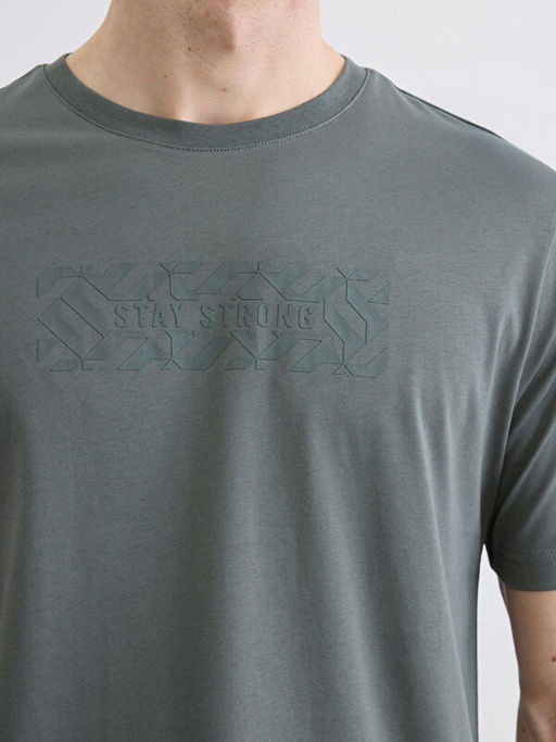 Bisiklet Yaka Bask?l? Penye Erkek Ti??rt