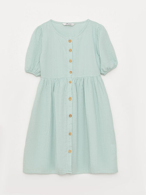 Bisiklet Yaka K?sa Kollu K?z ?ocuk Elbise