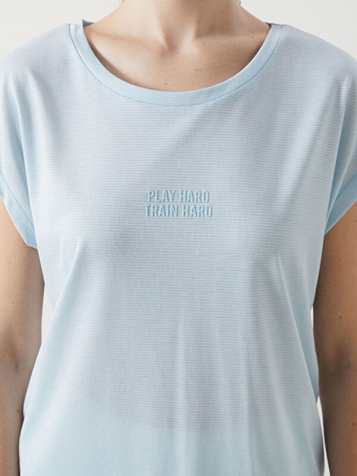 Bisiklet Yaka Bask?l? Kad?n Spor Ti??rt