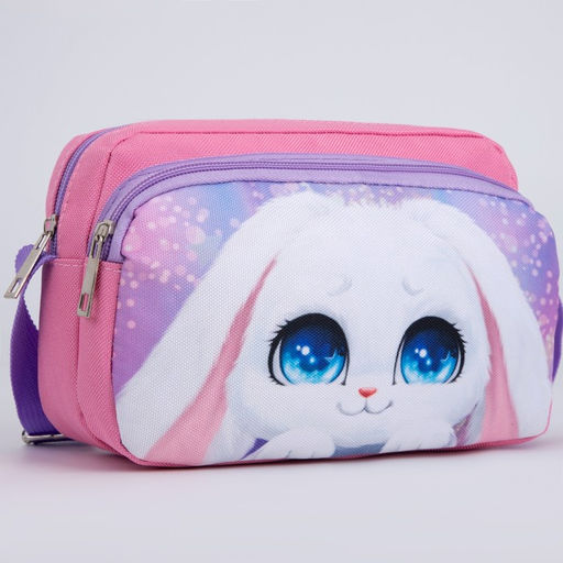 Сумка детская текстильная, 2 кармана, 22х14х6см, Зайка с цветами - NAZAMOK KIDS фото 4