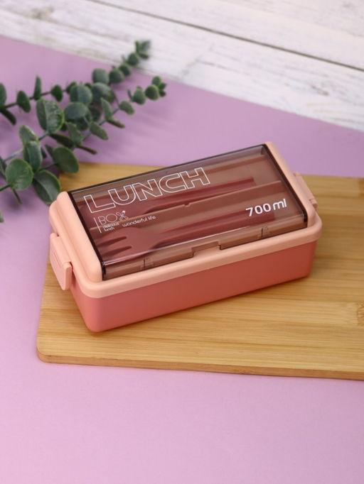 Ланчбокс "Life every day", pink (ложка+вилка), 700 мл