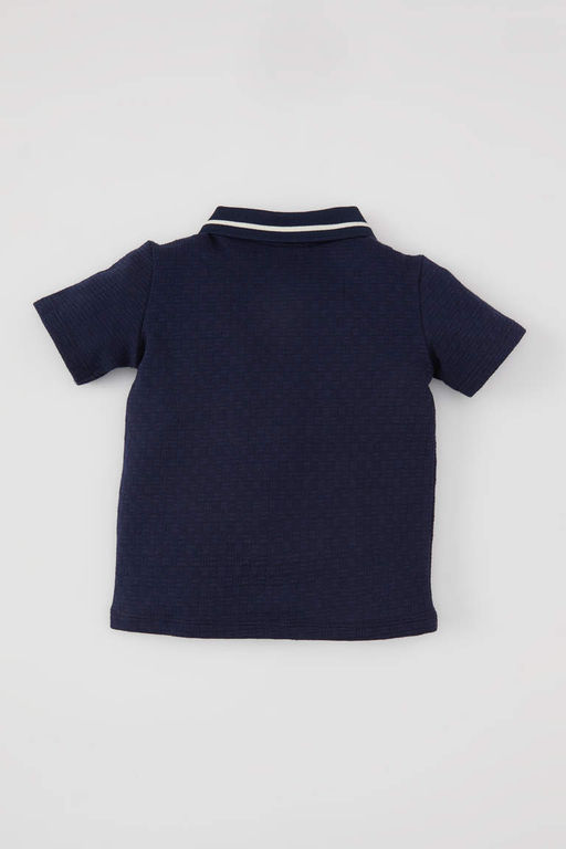 Футболка-поло с короткими рукавами и вышивкой для маленьких мальчиков - Defacto фото 3