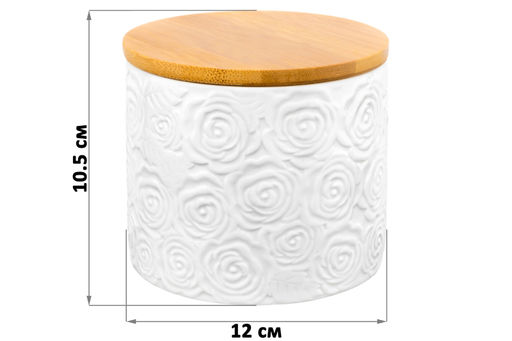 Банка д/хранения 800 мл 12*12*10,5 см Розы с дер. крышк. с сил. упл - Elan gallery фото 2