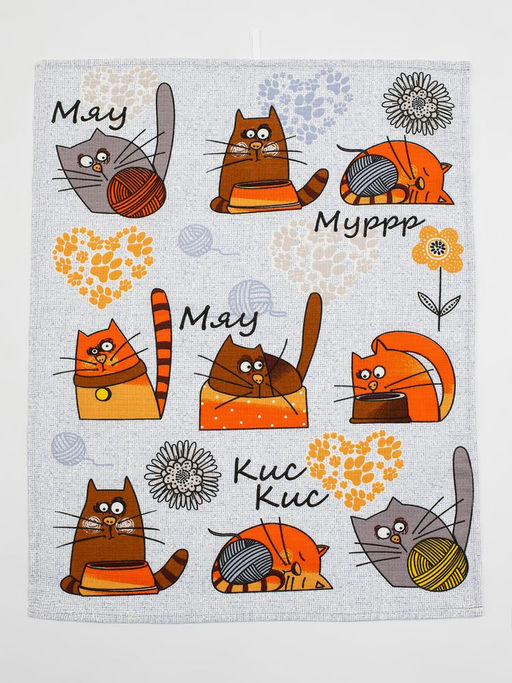 Комплект вафельных полотенец 48*60 см, 3 штуки (Мурлыки) - Ивановотекстиль фото 13