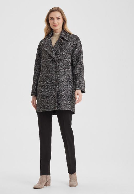 Пальто женское LA-301567-BL, 
черно-белая елочка