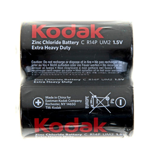 Батарейка солевая Kodak Extra Heavy Duty, С, R14-2S, 1.5 В, спайка, 2 шт.