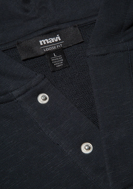 Kapusonlu Antrasit Sweatshirt - Mavi фото 6