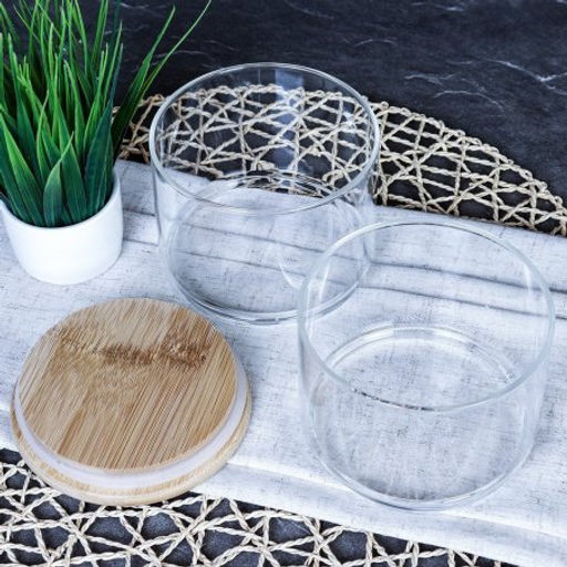 Банка для хранения 2-х ярусная бамбуковая крышка 8 см / LCSC22-8/уп 40/ - Галеонтрейд фото 3