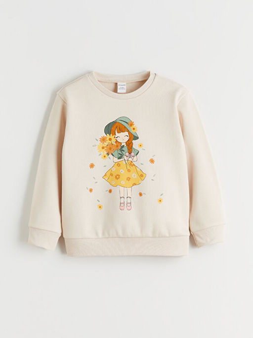 Bisiklet Yaka K?z ?ocuk Kal?n Sweatshirt 2li