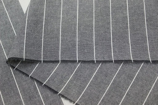 Вареный (стираный) хлопок Полосы (цв.молочный) на т.сером меланже, СОРТ2, ш.2.5м, хл-100% - Купава фото 3