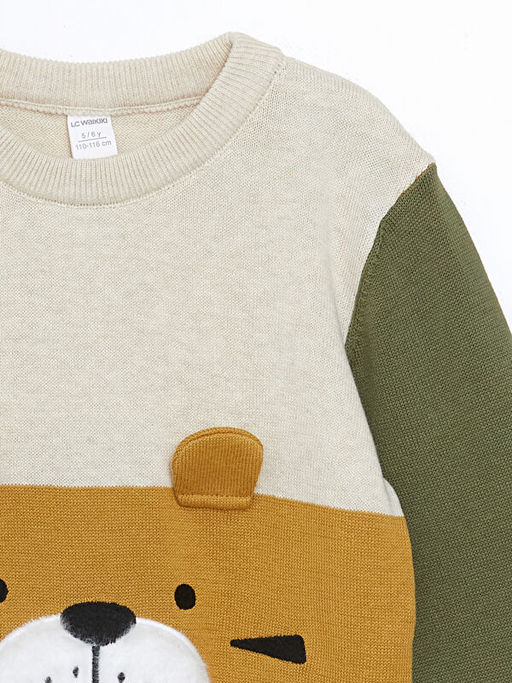 Bisiklet Yaka Nak??l? Erkek Bebek Triko Kazak