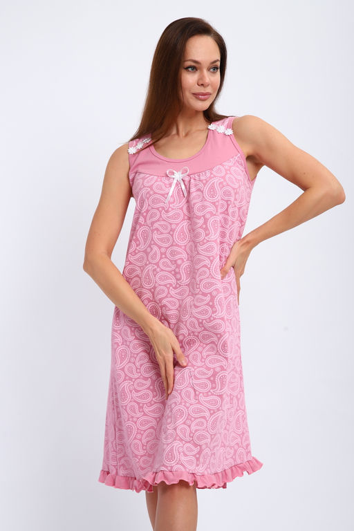 Ночная сорочка из кулирки Василиса лиловая огурцы - Амадэль фото 7