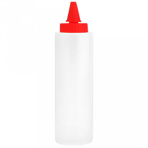 Бутылка для масла и соуса пластмассовая 450мл, д5,8см h21,2см, цветная пластмассовая крышка со встроенным колпачком в ассортименте: салатовый, красный, бирюзовый, фуксия (Китай) - Домашняя мода фото 3