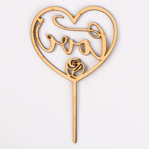 Топпер деревянный Сердце с блестками, цвет розовый - Страна карнавалия фото 11