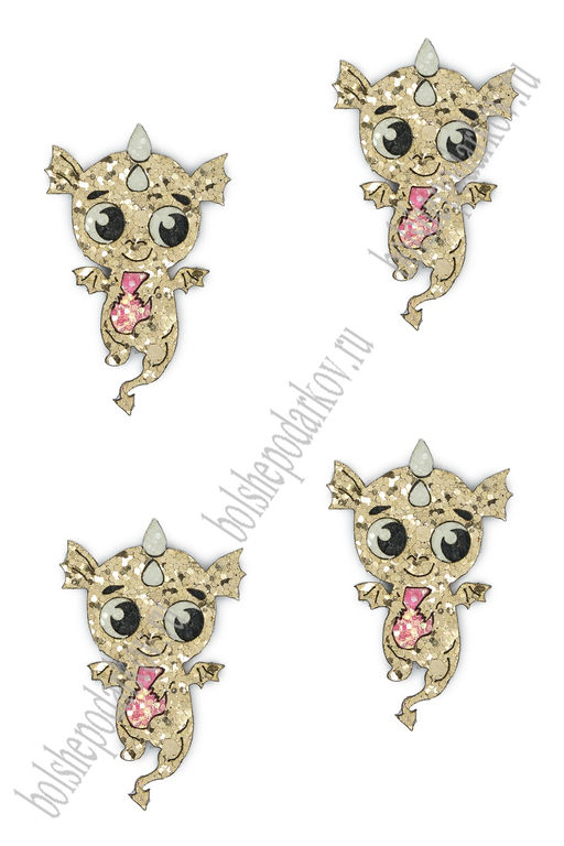 Лазерная вырубка из кожзама "Дракончик №21" (10 шт) несклеенная