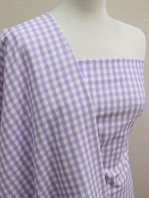 Теплый хлопок Клетка (0.7*0.7см) цв.сиреневый/белый, СОРТ2, ш.1.48м, хл-100%, 160гр/м.кв - Купава фото 2