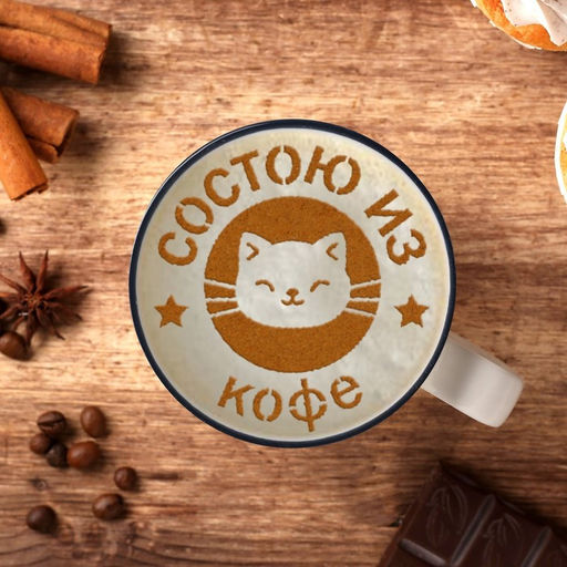 Цена за 5 шт. Трафарет для кофе «Состою из кофе», 9.5×8.5 см