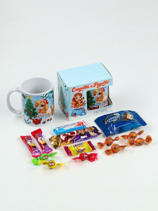 Детский подарок: кружка и конфеты Веселья в новом году, 150 г