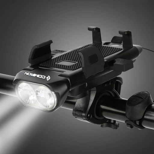 Фонарь передний COMIRON TOPHOLD ABS IPX5 2*T6 LED 500lm 3000mAh USB индикатор заряда POWER BANK 3 режима сигнал 130Дб крепление смартфона /уп 10/60/ - Галеонтрейд фото 11